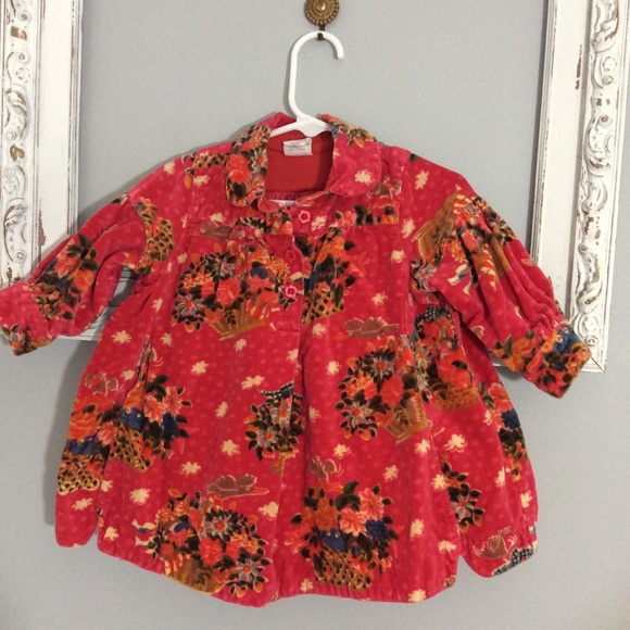 Oilily Other - Oilily PINK Velvet Floral Swing Coat Baby 12 month